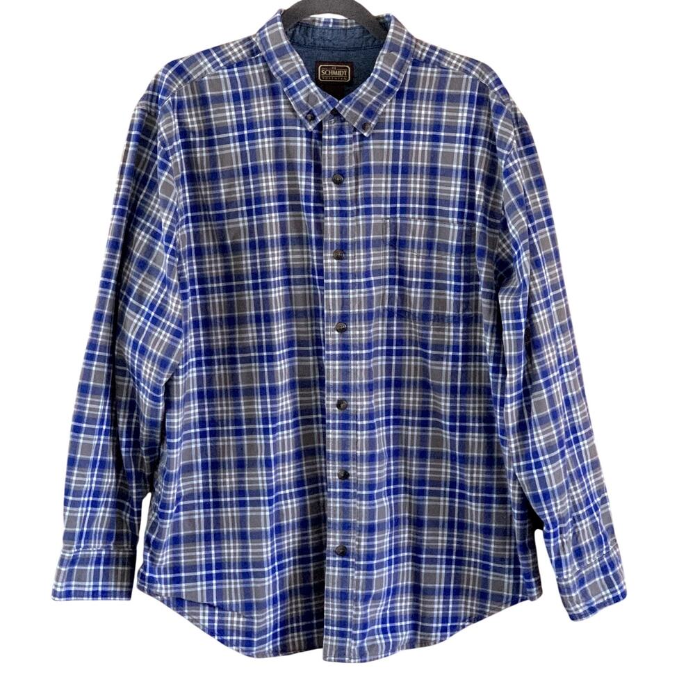 CE Schmidt Workwear Shirt Long Sleeve Plaid 100% Cotton Men's Size XL